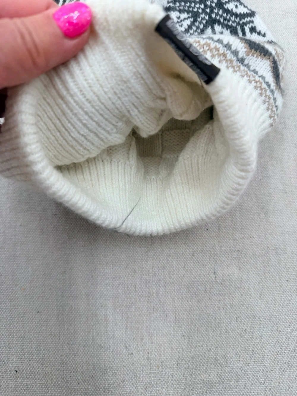 Muk Luks Knit Beanie — Ivory, Gray & Tan